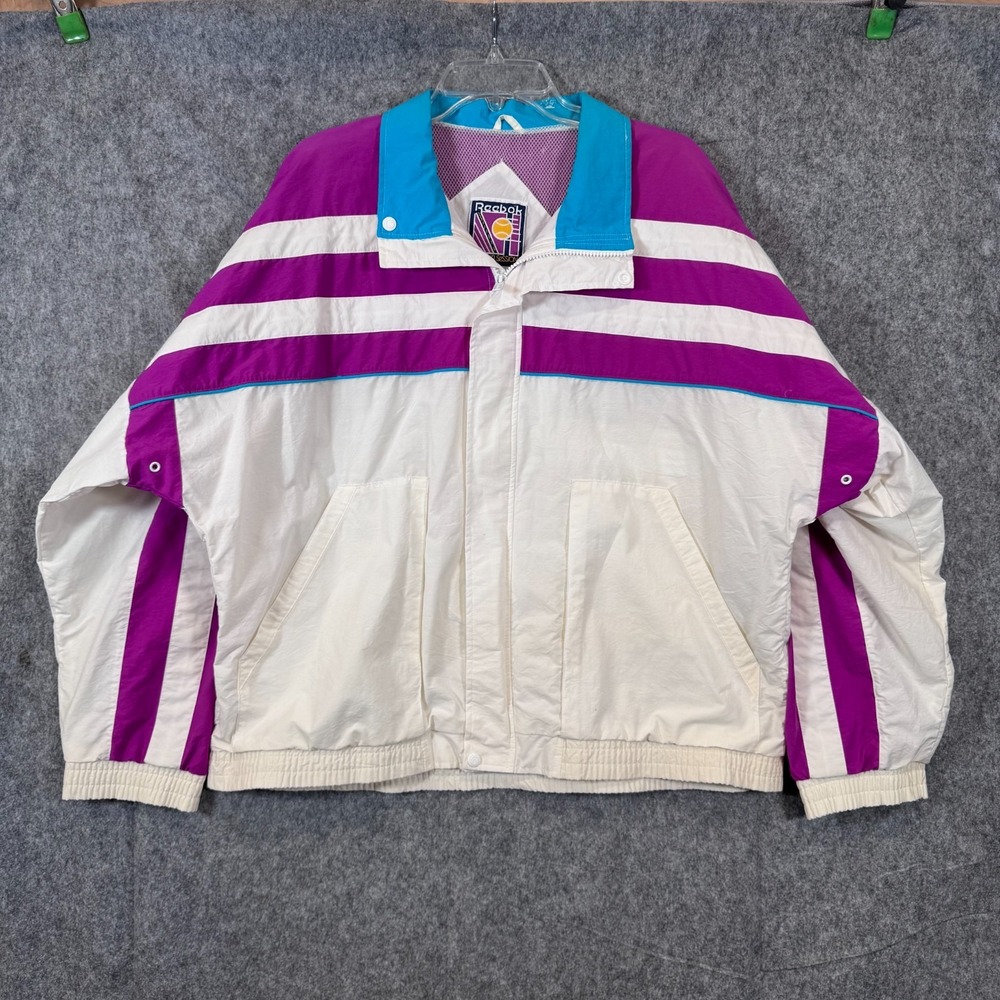 Vintage 90s Reebok Courts in Session windbreaker Jacket Mens Large Purple Tennis